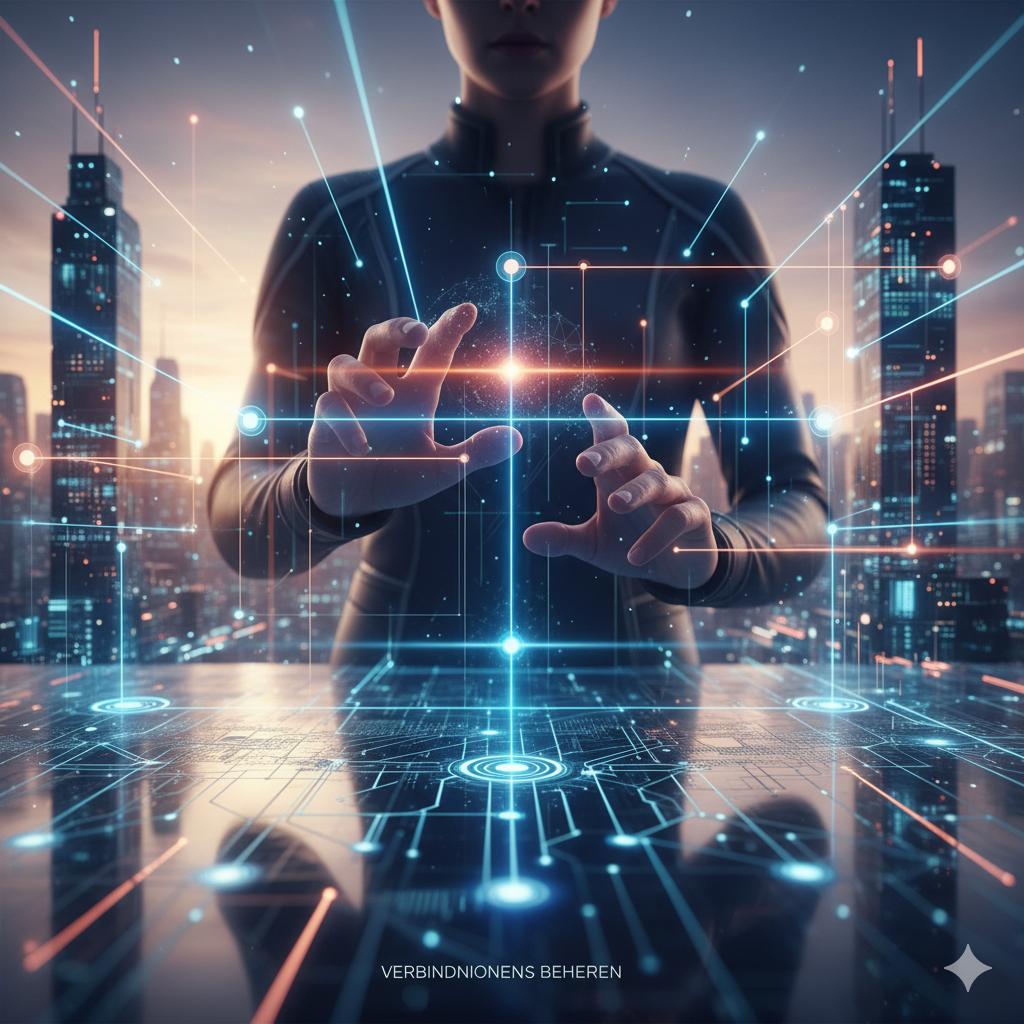 AI gegenereerde illustratie van een jonge man, op zoek naar verbindingen